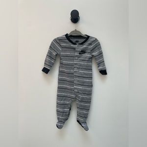 Nike 6 months Black and Grey Striped Onesie